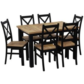 Zestaw stół 150/190x80 Bonni M021-6 z 6 krzesłami Czarny/Dąb Craft 1 kpl.