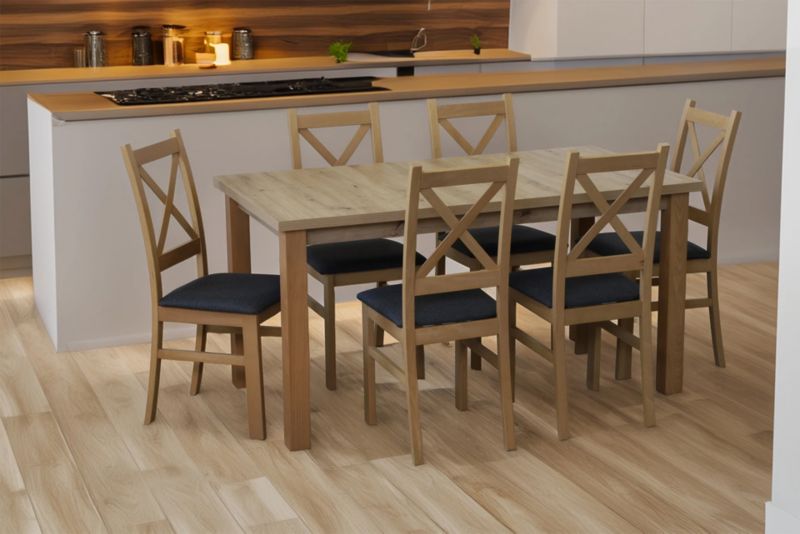 Zestaw stół 150/190x80 i 6 krzeseł Bonni M012-6 Dąb Artisan 1 kpl.