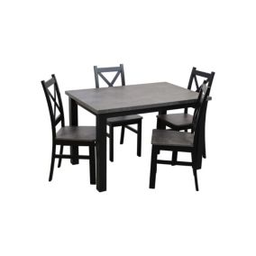 Zestaw stół 150/190x80 z 4 krzesłami Bonni M003-4 Czarny/Beton 1 kpl.
