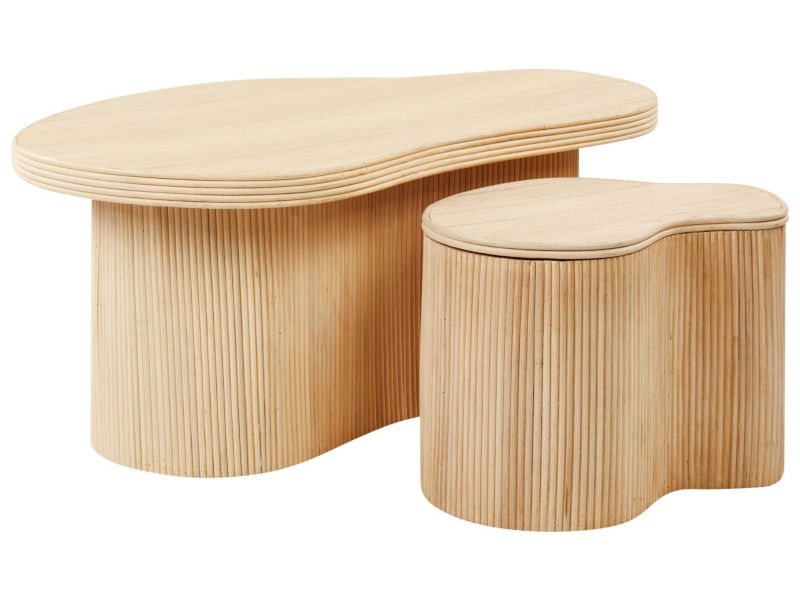 Zestaw stolików Salanti Zestaw 2 Rattan Naturalny 1 par.