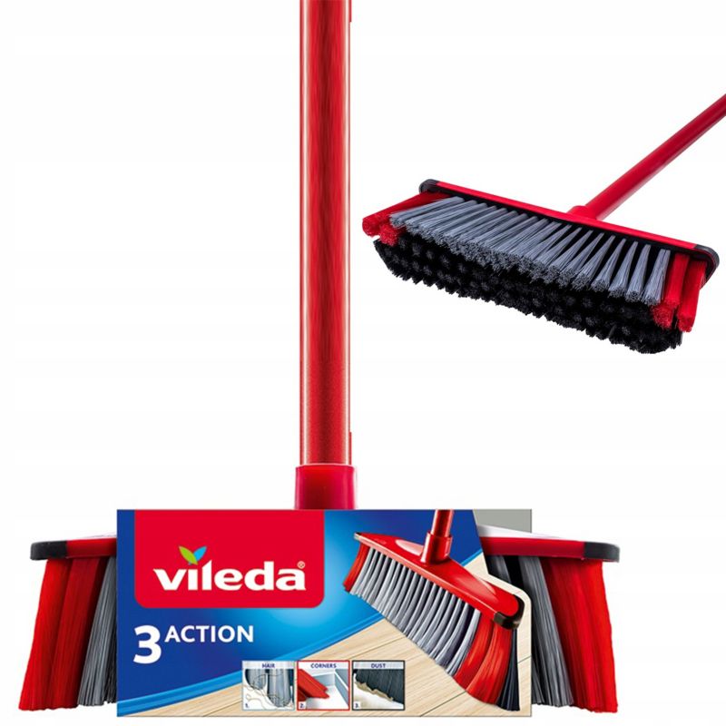 Zestaw Szczotka 3-action szufelka ze zmiotką VILEDA 130cm czerwona 1szt.