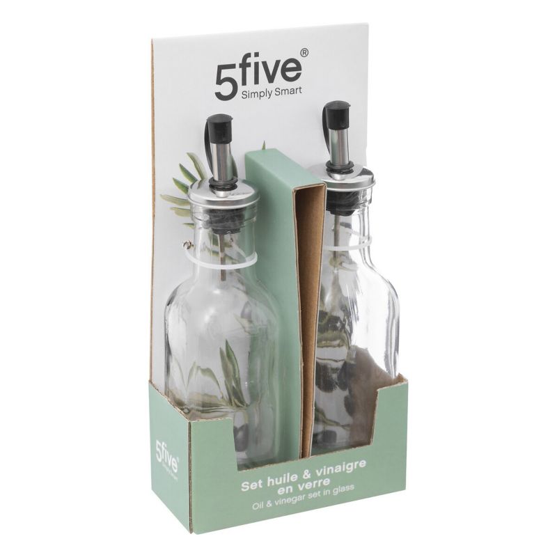 Zestaw szklanych butelek na oliwę i ocet 5Five Simply Smart przezroczyste 19 cm 2 szt.