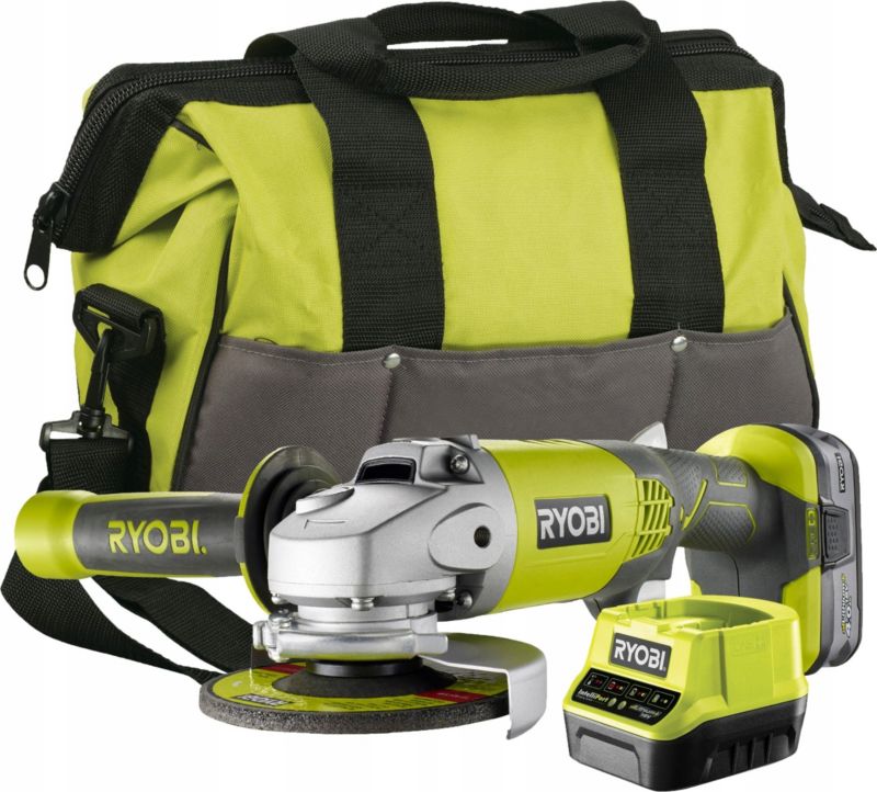 Zestaw Szlifierka Kątowa RYOBI R18AG-140S 115mm 18V Akumulator Ładowarka 3 elementy 1 szt.