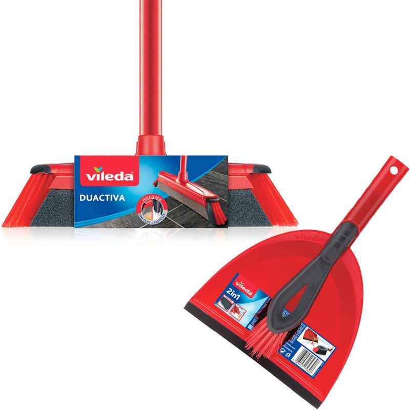 Zestaw szueflka zmiotka szczotka kij VILEDA DUACTIVA 130cm czerwona 1szt.