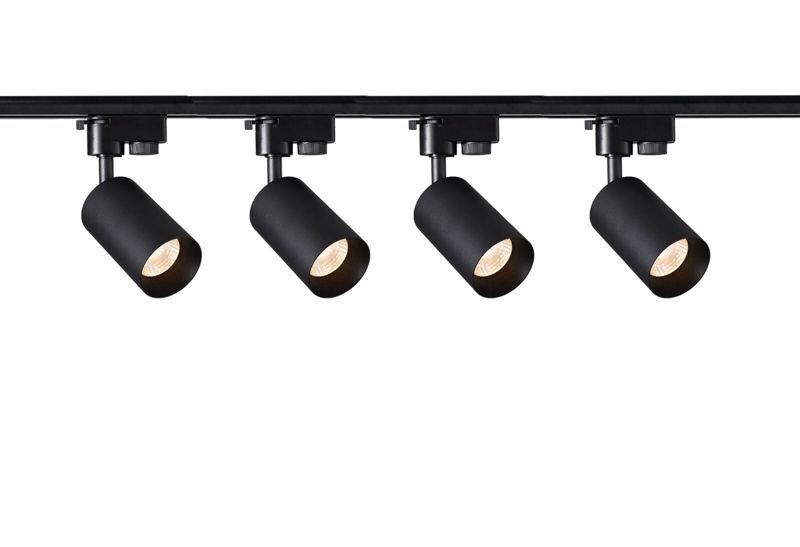 Zestaw Szynoprzewód EDO 1,9m czarny + 4x Lampa MALGA T Black + Końcówka zasilająca czarna + Zaślepka czarna  1kpl