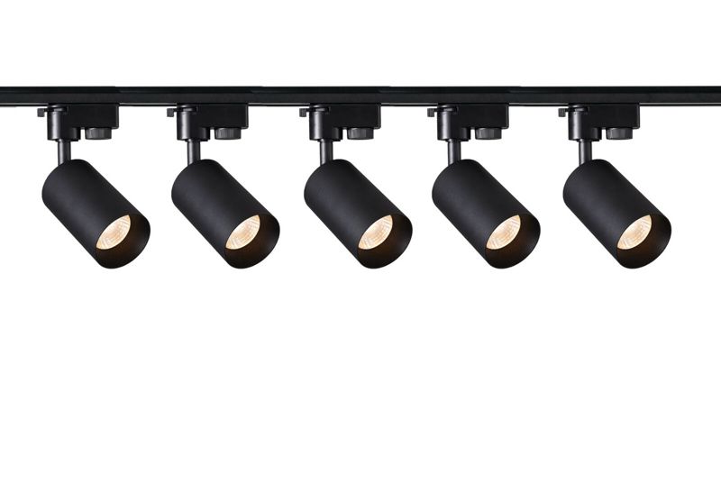 Zestaw Szynoprzewód EDO 1,9m czarny + 5x Lampa MALGA T Black + Końcówka zasilająca czarna + Zaślepka czarna  1kpl