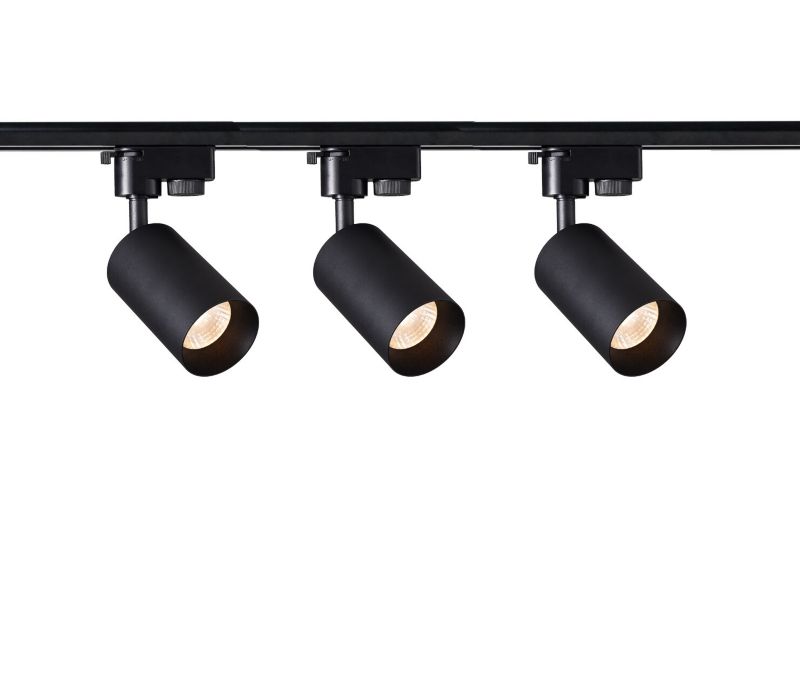 Zestaw Szynoprzewód EDO 1m czarny + 3x Lampa MALGA T Black + Końcówka zasilająca czarna + Zaślepka czarna  1kpl