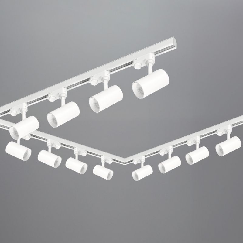 3-fázová kolejnicová sada Kobi 1m+2m+2m, 12x lampa, 2x L konektor, bílá, 1 sada.