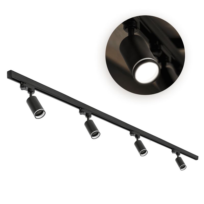 Kobi 3-fázová lišta sada 4x lampa GU10 + 2x lišta 1m + konektor I, černá, 1 sada.