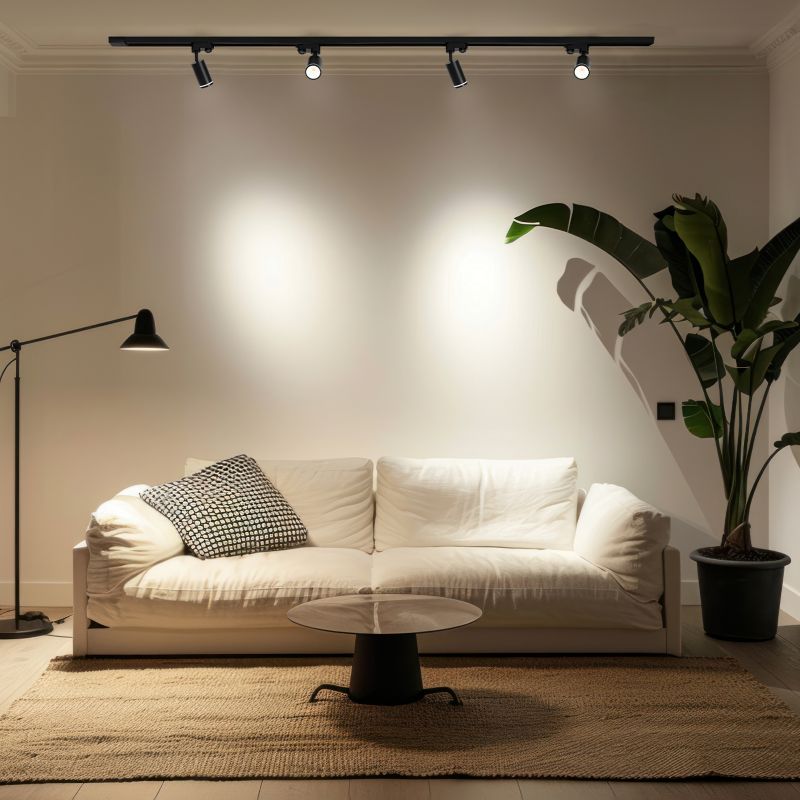 Kobi 3-fázová lišta sada 4x lampa GU10 + 2x lišta 1m + konektor I, černá, 1 sada.