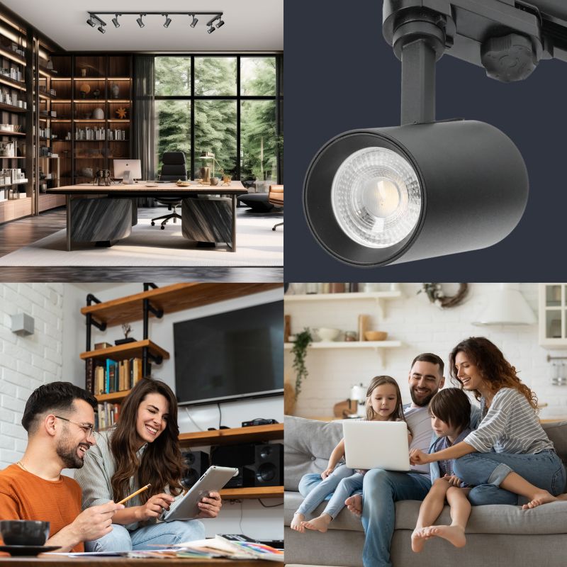 3-fázová lišta sada Kobi lišta 1m+1m+2m, 8x lampa, L konektor, černá, 1 sada.