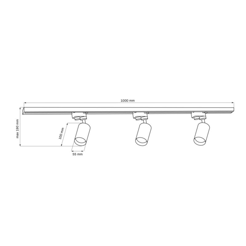 Zestaw szynowy London Sanico Goldlux 3xGU10 1-fazowy 1m czarny IP20 1 szt.