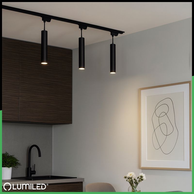 Zestaw Szynowy Lumiled Szyna Oświetleniowa Szynoprzewód 1m + 3x Reflektor GU10 Czarny 1 kpl.
