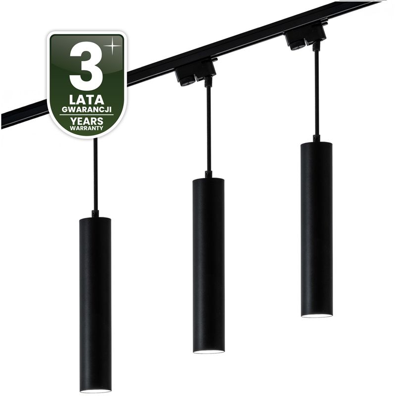 Zestaw Szynowy Lumiled Szyna Oświetleniowa Szynoprzewód 1m + 3x Reflektor GU10 Czarny 1 kpl.