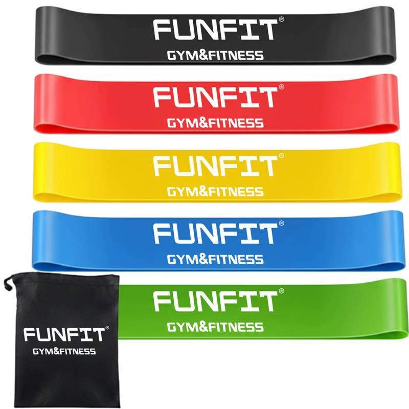 Zestaw taśm FUNFIT GYM&FITNESS 5 szt gum do ćwiczeń fitness gumy oporowe +torebka 1szt