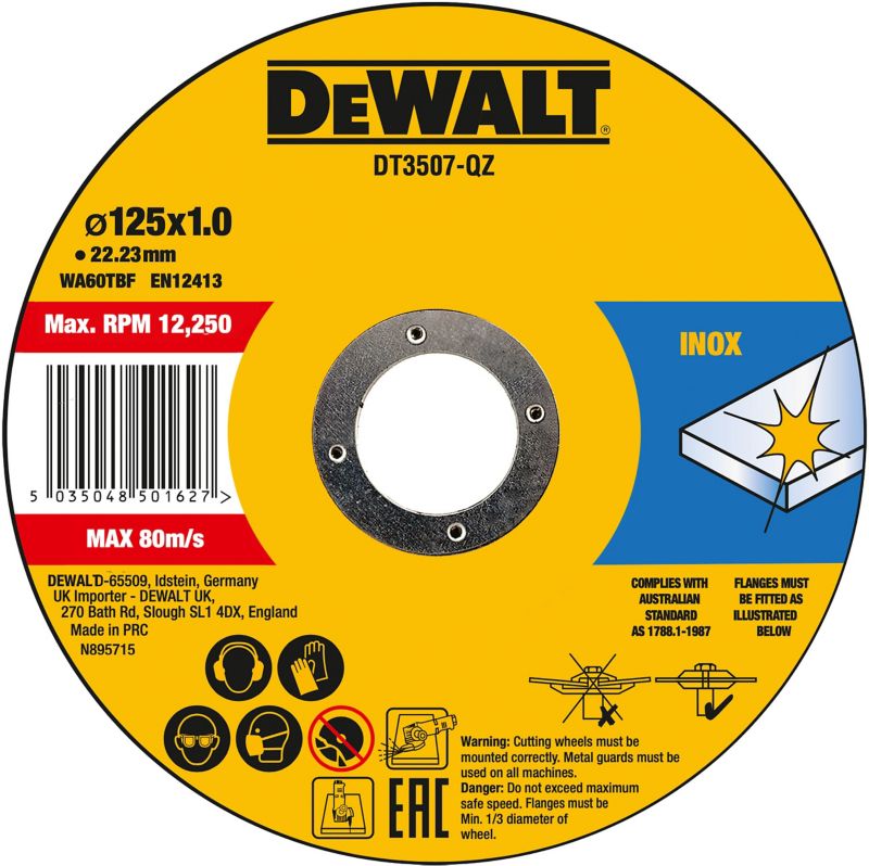 Zestaw tarcz do cięcia inox DeWalt DT3507-QZ 125 x 1 mm 10 szt.