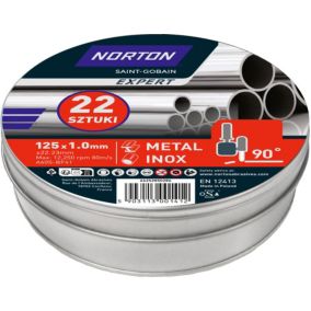 Zestaw tarcz Norton 125 x 1.0 x 22.23 mm stal/inox 22 szt.