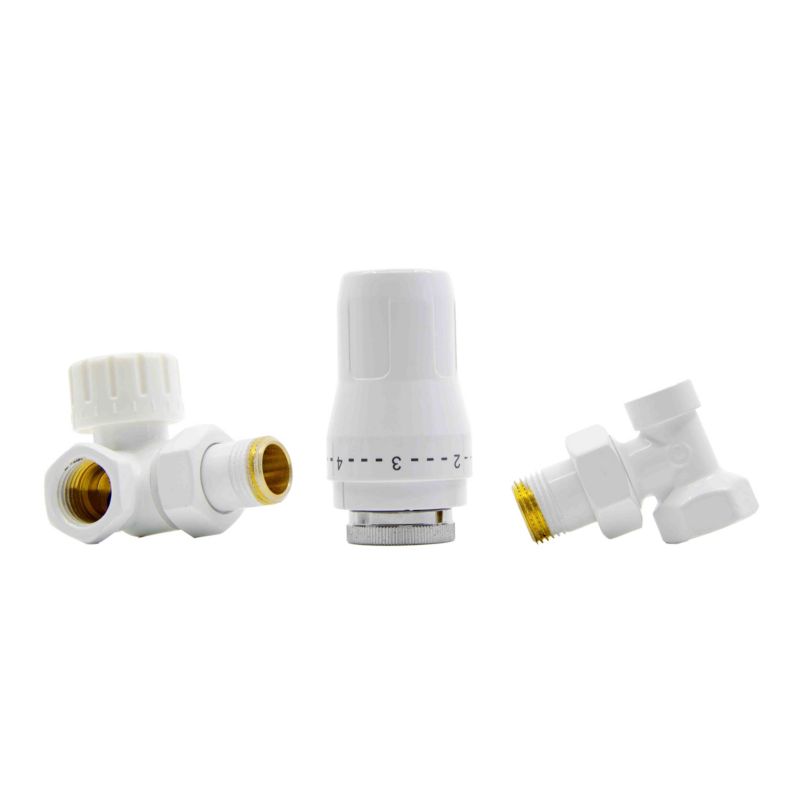 Zestaw termostatyczny HeatBase Standard GZ 1/2 x GW 1/2 osiowo lewy biały 1 szt.