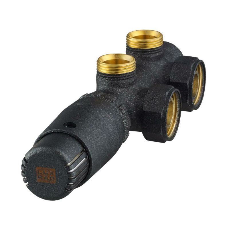 Zestaw termostatyczny kątowy LUXRAD Duo Plex lewy 3/4" x M22x1.5 mm czarny 1 szt