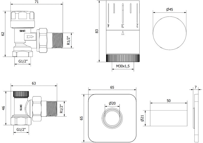 Zestaw termostatyczny kątowy Mexen G05 złoty  W901-958-909-50 1 szt.