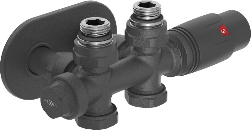 Zestaw termostatyczny kątowy/prosty Mexen G00 antracyt  W908-900-905-66 1 szt.