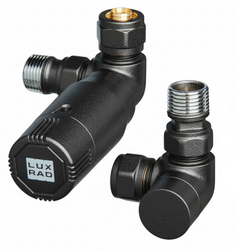 Zestaw Termostatyczny Osiowo Prawy  (Głowica W Lewo) LUXRAD czarny mat str. 1 kpl