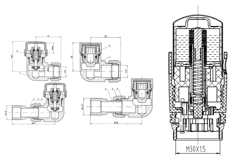 Zestaw termostatyczny osiowy Invena PROV czarny mat M30x1,5, 1 szt.