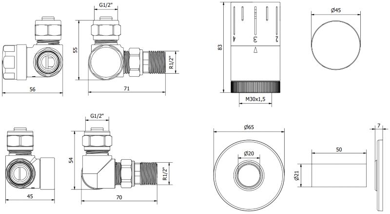Zestaw termostatyczny osiowy Mexen G05 złoty  W903-958-904-50 1 szt.
