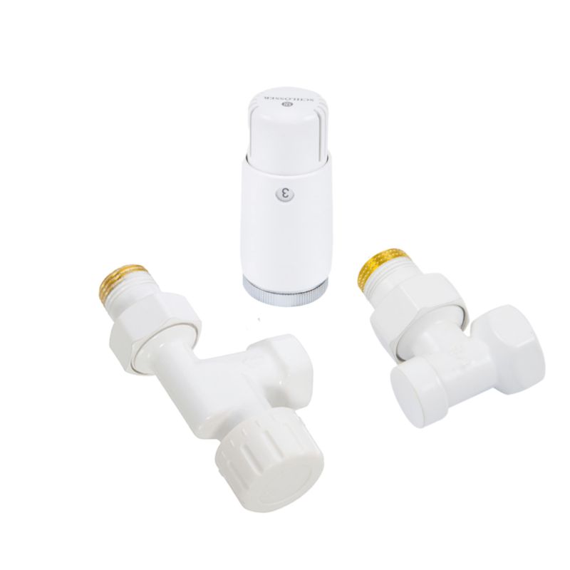 Zestaw termostatyczny SCHLOSSER z głowicą Mini Diamant, DN15 G 1/2 x 1/2 aksjalny biały 1 szt.