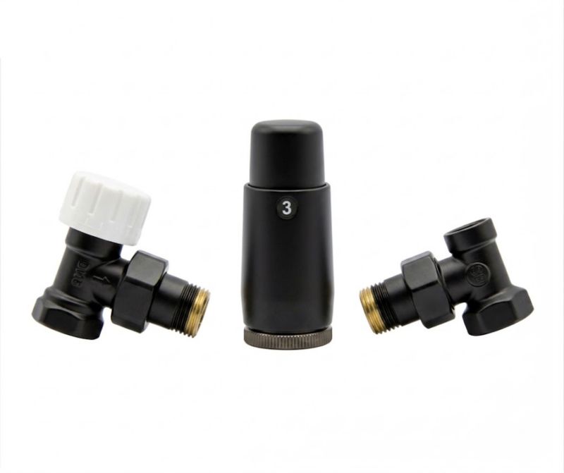 Zestaw termostatyczny SCHLOSSER z głowicą Mini Diamant, DN15 G 1/2 x 1/2 kątowy black 1 szt.