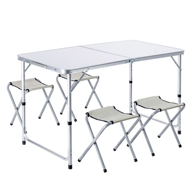 Zestaw Turystyczny KADAX Stół Składany 120cm + 4 Krzesła 5W1 Kempingowy Grill 1szt.