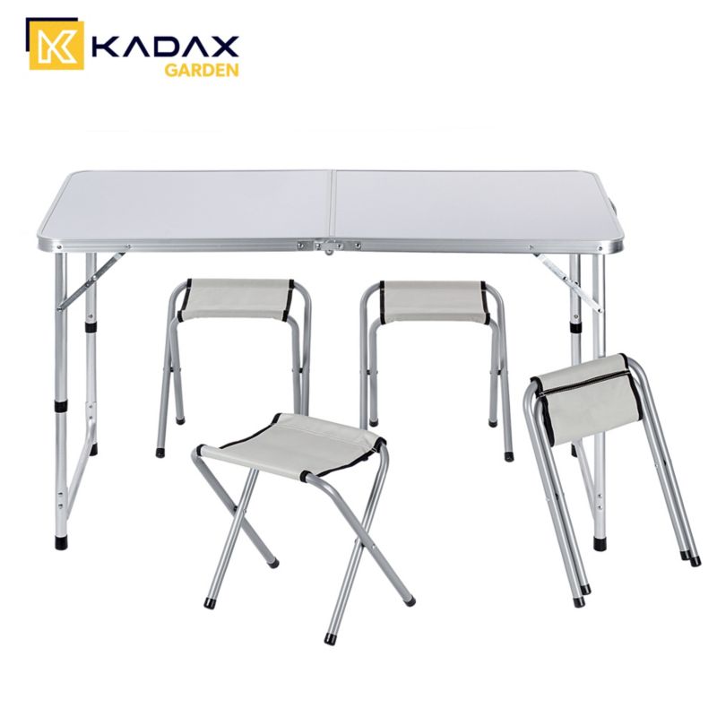 Zestaw Turystyczny KADAX Stół Składany 120cm + 4 Krzesła 5W1 Kempingowy Grill 1szt.