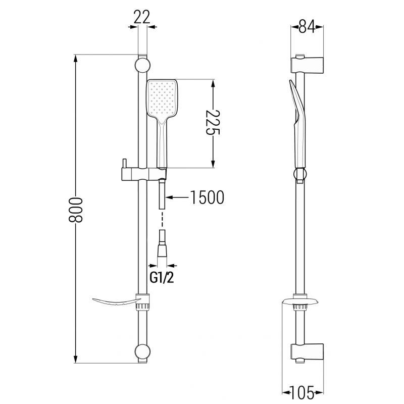 Zestaw wannowy Mexen Alfa czarny  745713DF62-70 1 szt.