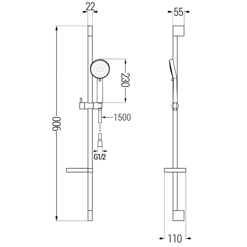 Zestaw wannowy Mexen Kama chrom  72513DS75-00 1 szt.