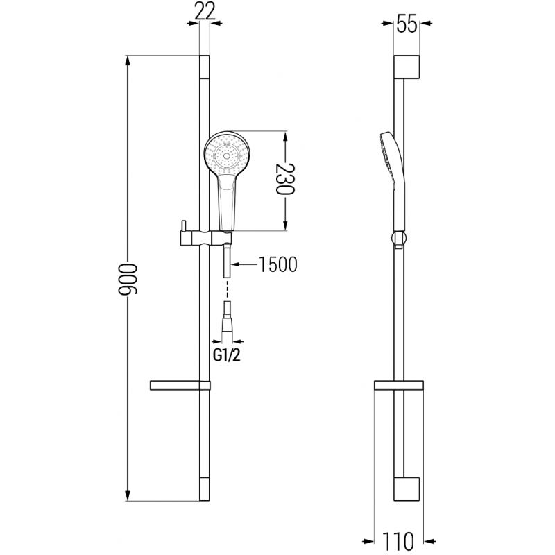Zestaw wannowy Mexen Kama czarny  72503DF75-70 1 szt.