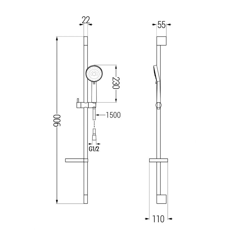 Zestaw wannowy Mexen Kama czarny  72503DS75-70 1 szt.