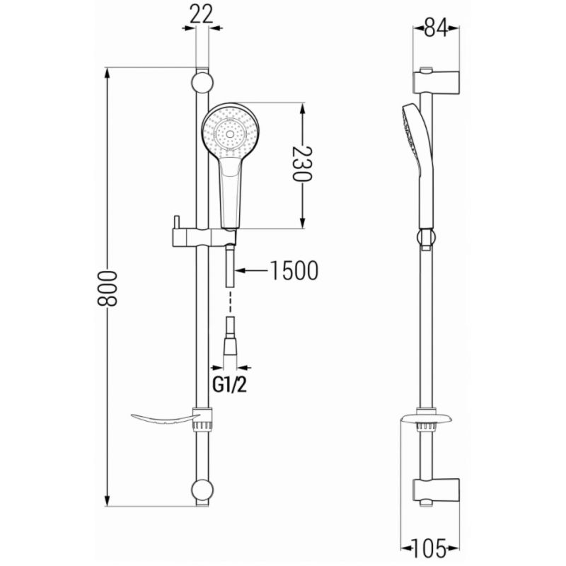 Zestaw wannowy Mexen Kama czarny  72513DF05-70 1 szt.