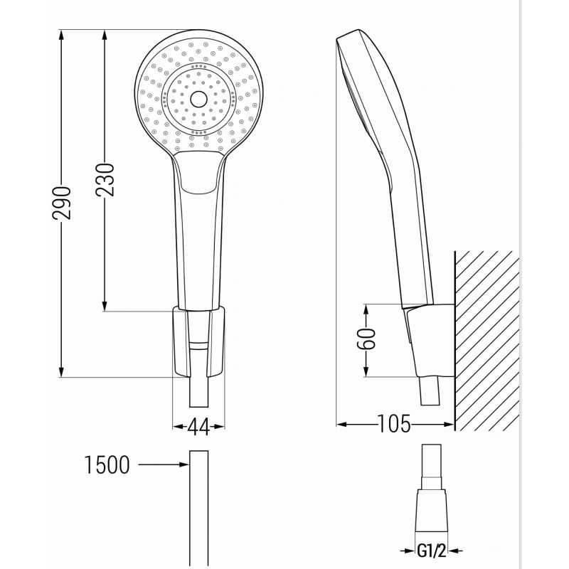Zestaw wannowy Mexen Milo czarny  71303R05-70 1 szt.
