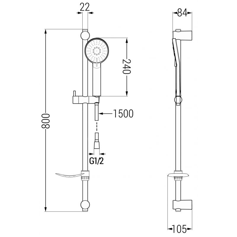 Zestaw wannowy Mexen Milo czarny  713153DF40-70 1 szt.