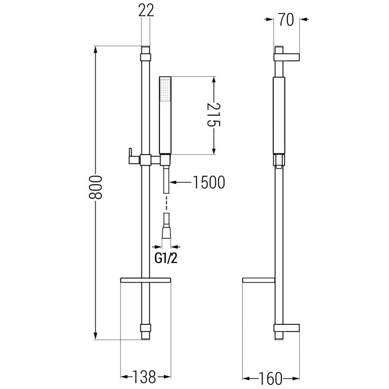Zestaw wannowy Mexen Mino czarny  72403DQ77-70 1 szt.