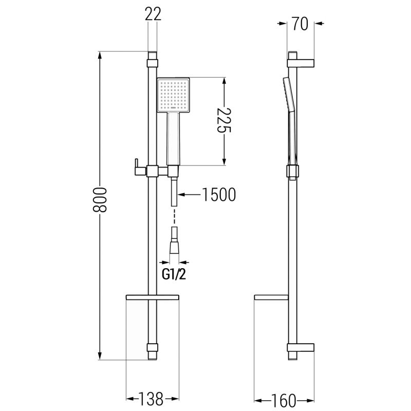 Zestaw wannowy Mexen Mino czarny  72413DQ45-70 1 szt.