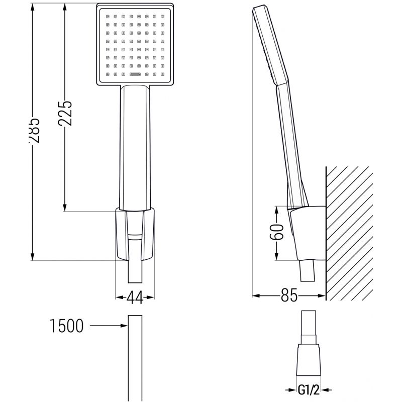 Zestaw wannowy Mexen Mino czarny  72413R45-70 1 szt.