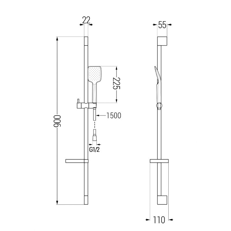Zestaw wannowy Mexen Pecos czarny  72703DS62-70 1 szt.