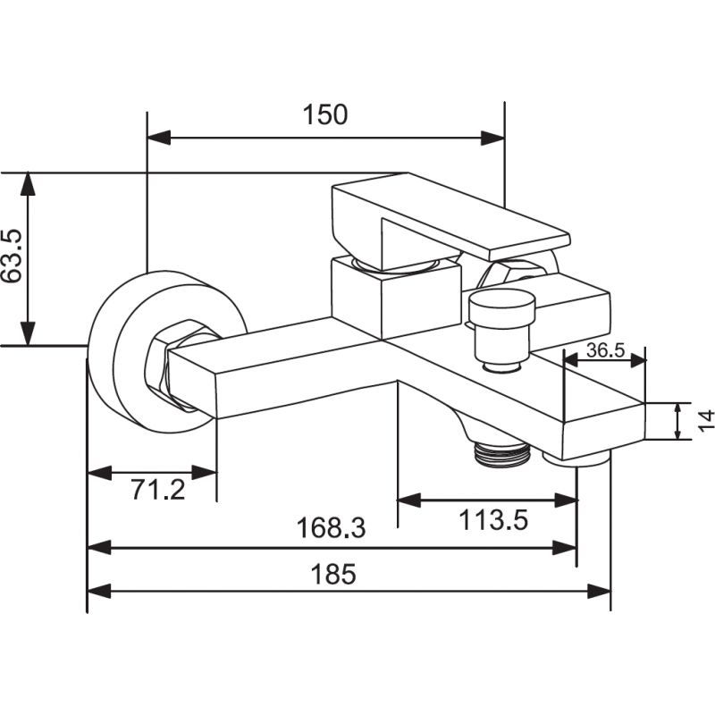 Zestaw wannowy Mexen Uno chrom  71403DQ62-00 1 szt.