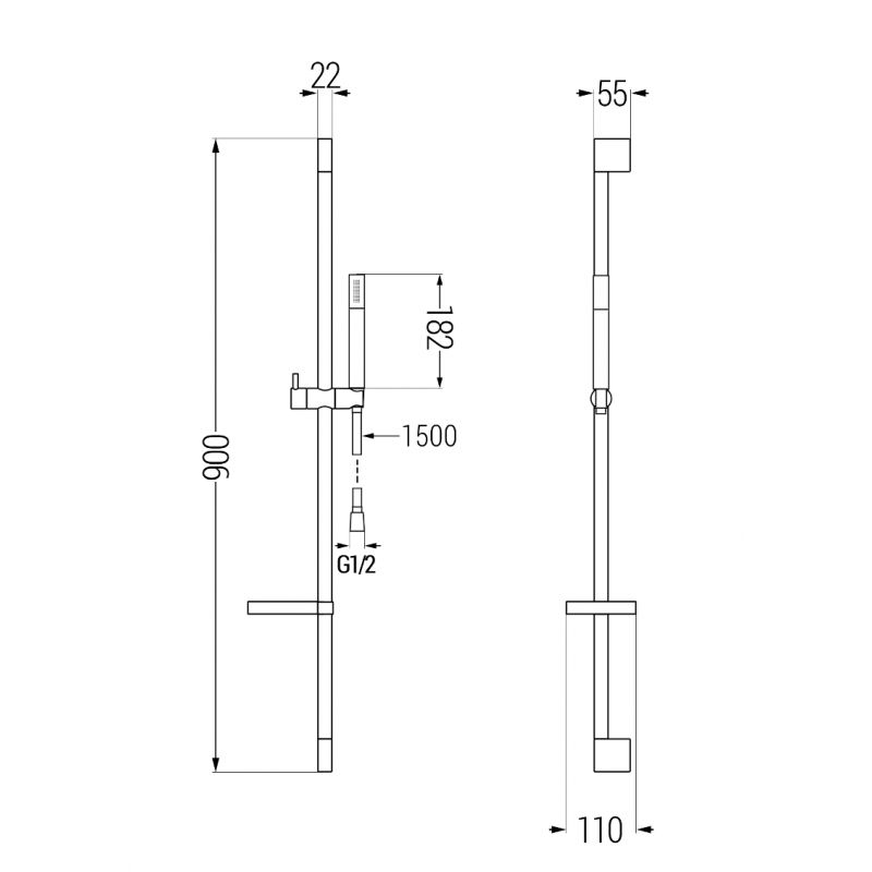 Zestaw wannowy Mexen Zero czarny  71103DS70-70 1 szt.