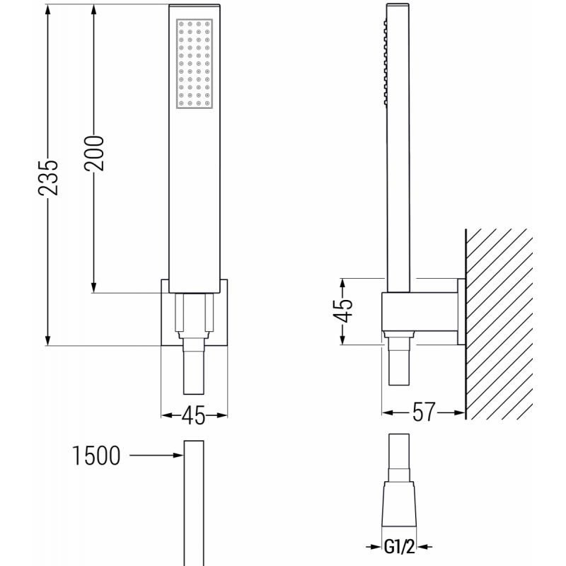 Zestaw wannowy Mexen Zero czarny  71113R02-70 1 szt.