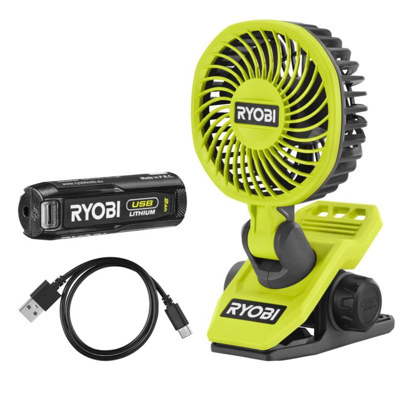 Zestaw Wentylator Zaciskowy RYOBI 4V USB Lithium z Akumulatorem 2.0Ah i Kabel 3 elementy 1 szt.