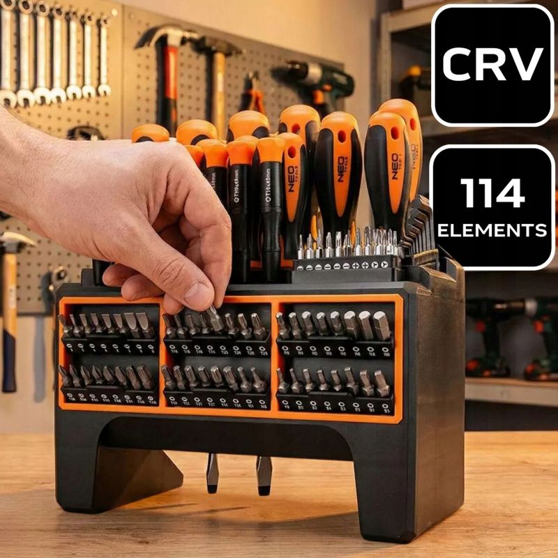 セット販売H4essential& accessory pack & BTA-1 Zestaw wkrętaków NEO TOOLS płaskie krzyżowe torx nasadki bity 114 szt.