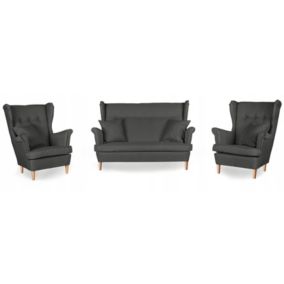 Zestaw wypoczynkowy uszak do salonu sofa fotele Family Meble Ari Print czarny 1szt