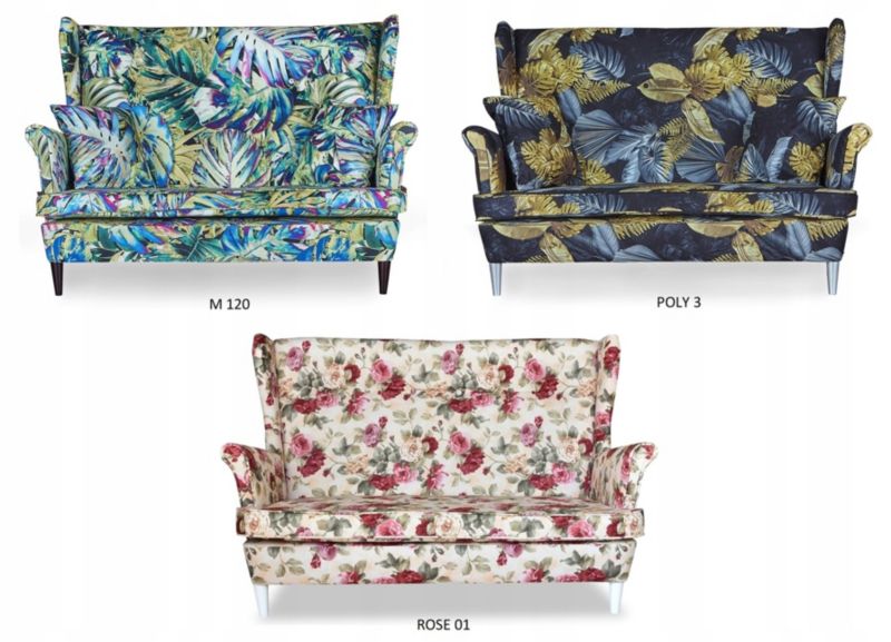 Zestaw wypoczynkowy uszak do salonu sofa fotele pufy Family Meble Ari Print  kwiaty 1szt